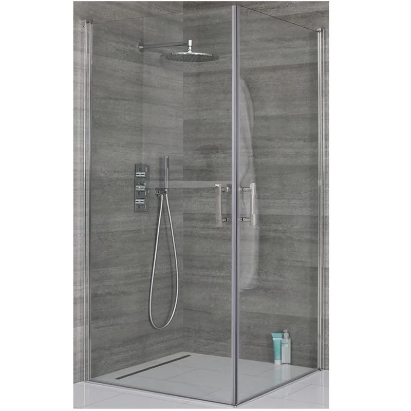 Milano Portland Chrome Corner Double Hinged Door Shower Enclosure - 760mm x 760mm
