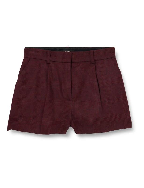 Pinko Women's Sampey Short Flannel Design Casual, Yz7_Burgundy/Black, 4