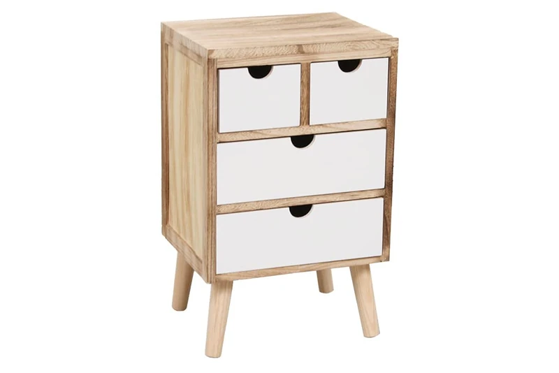 Mimbre Natural Drawer, Wood, White - Image 1