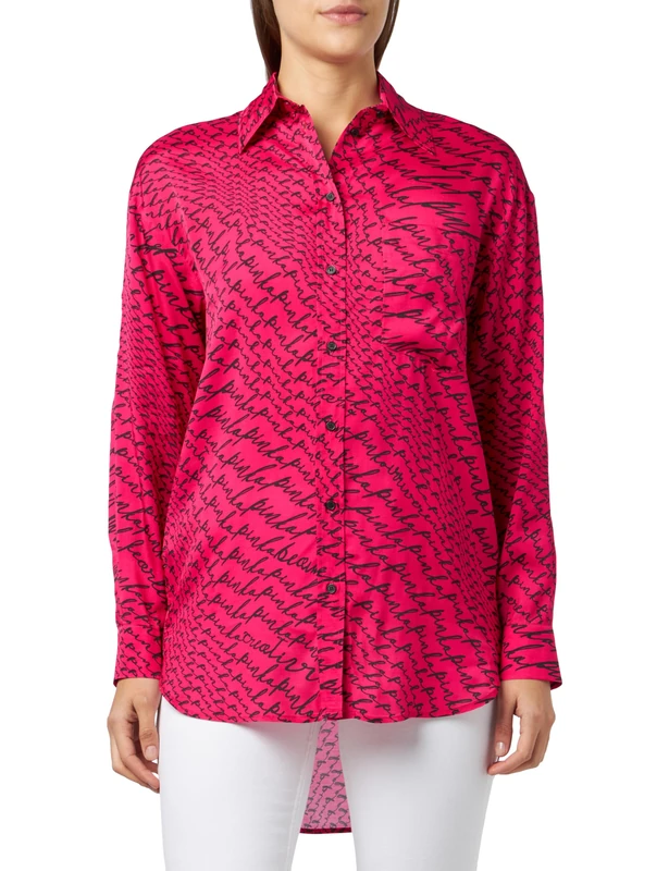 Pinko CRICHETTO Shirt Twill Stamp, Nze_Pink Pinko/Black, 8