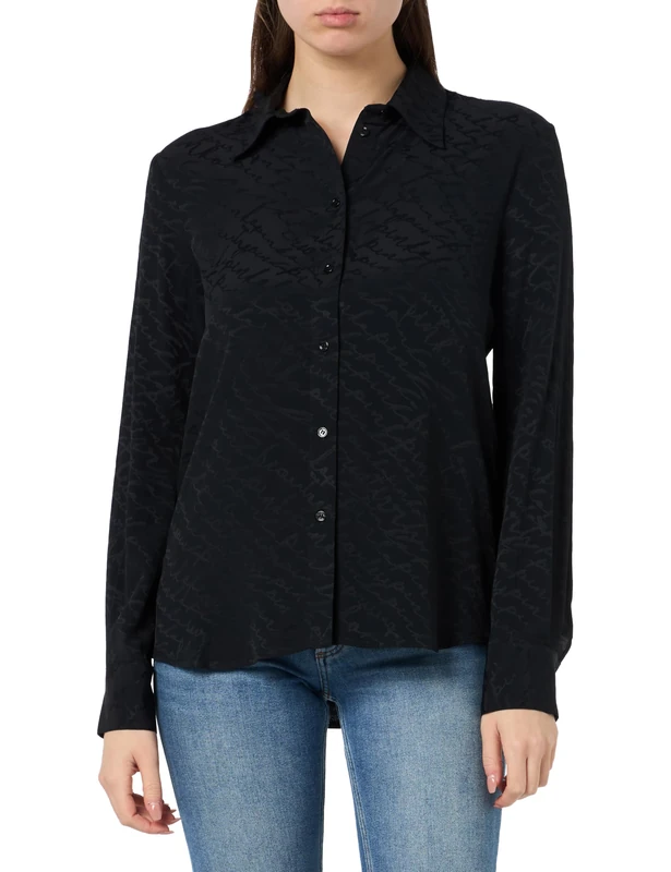 Pinko Women's Damping Shirt Jacquard Dise, Z99_Black Limousine, 14 (L)