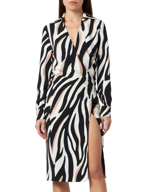 Pinko Women's Etra Gonna Tricottina Stretch Con Punto Stoffa Scuba Casual Dress, Zpz_Bianco/Nero/Beige, 36