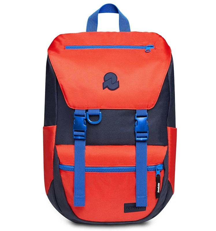 Invicta Backpack, JOLLY X Eco-friendly Knapsack, For Office, Day Trips & Commuting, For School, Sport, Free Time, with Side Pockets & 15,6'' Laptop Sleeve, Italian Design, blue/red