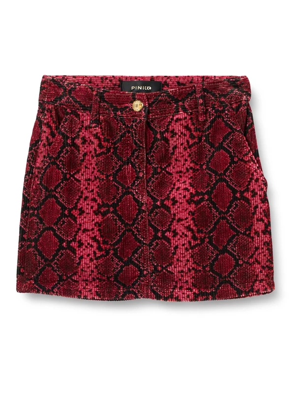 Pinko Women's Harlook Ribbed Velvet Skirt, ZPA_Multi Black/Fuxia, 18