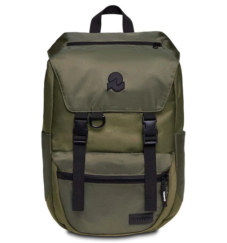 Invicta Backpack, JOLLY X Eco-friendly Knapsack, For Office, Day Trips & Commuting, For School, Sport, Free Time, with Side Pockets & 15,6'' Laptop Sleeve, Italian Design, moss green