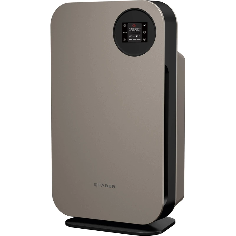 FABER - AirHub Portable, Air Purifier with HEPA Filter and 4x4 Technology against 99.99% Virus and Bacteria + 2 Air Quality Sensors - Air Purifier with Night Cycle Function, 32 cm, Titanium - Image 1