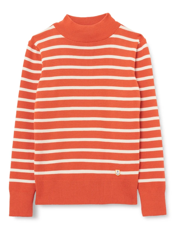 Armor Lux Women's Heritage Mock Neck Sweater Pullover, Garance/Nature, XS