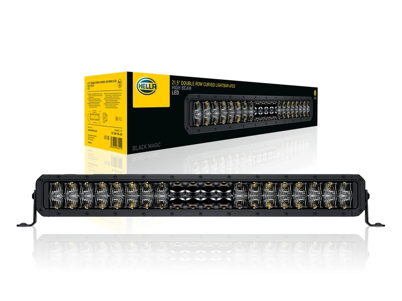 HELLA 1FJ 358 196-601 LED-Spotlight - Black Magic Double Row Curved Lightbar 21.5" - 12/24V - 5880lm - Dual Version/Arched - Reference Number: 45 - Mounting/Screw Connection - ECE - Cable: 2000