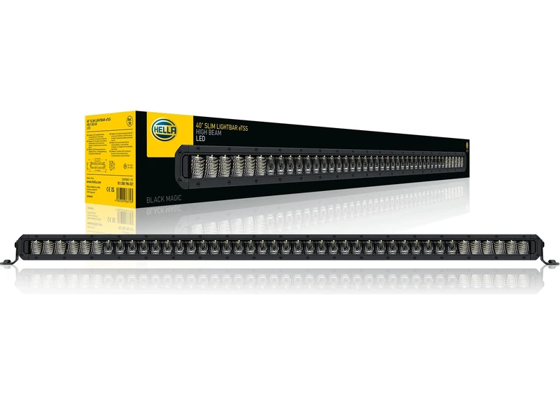 HELLA 1FJ 358 196-321 LED-Spotlight - Black Magic Slim Lightbar 40" - 12/24V - 6815lm - Slim - Reference Number: 50 - Mounting/Screw Connection - ECE - Cable: 2000mm - Front