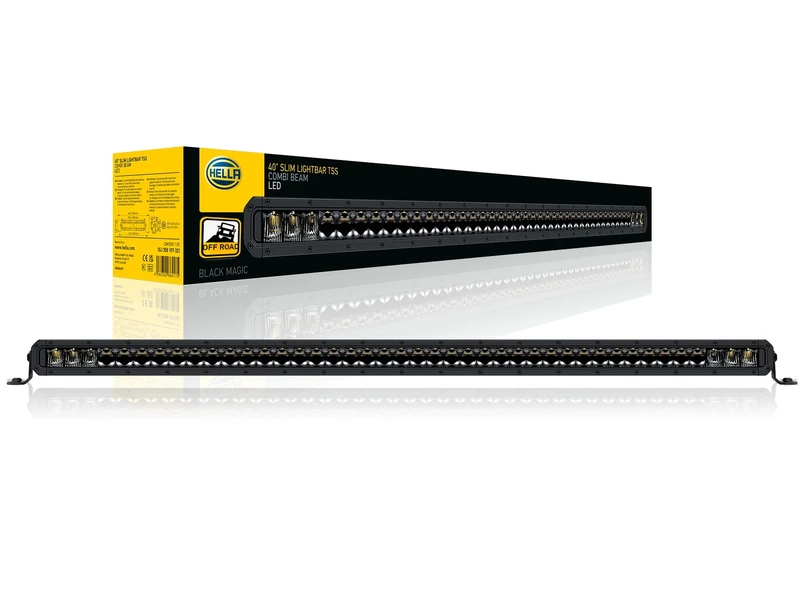 HELLA 1GJ 358 197-321 LED-Worklight - Black Magic Slim Lightbar 40" - 12/24V - Slim - 12000lm - Mounting/Screw Connection - Vertical - Off-Road Lighting - Cable: 2000mm - Plug: Open Cable Ends