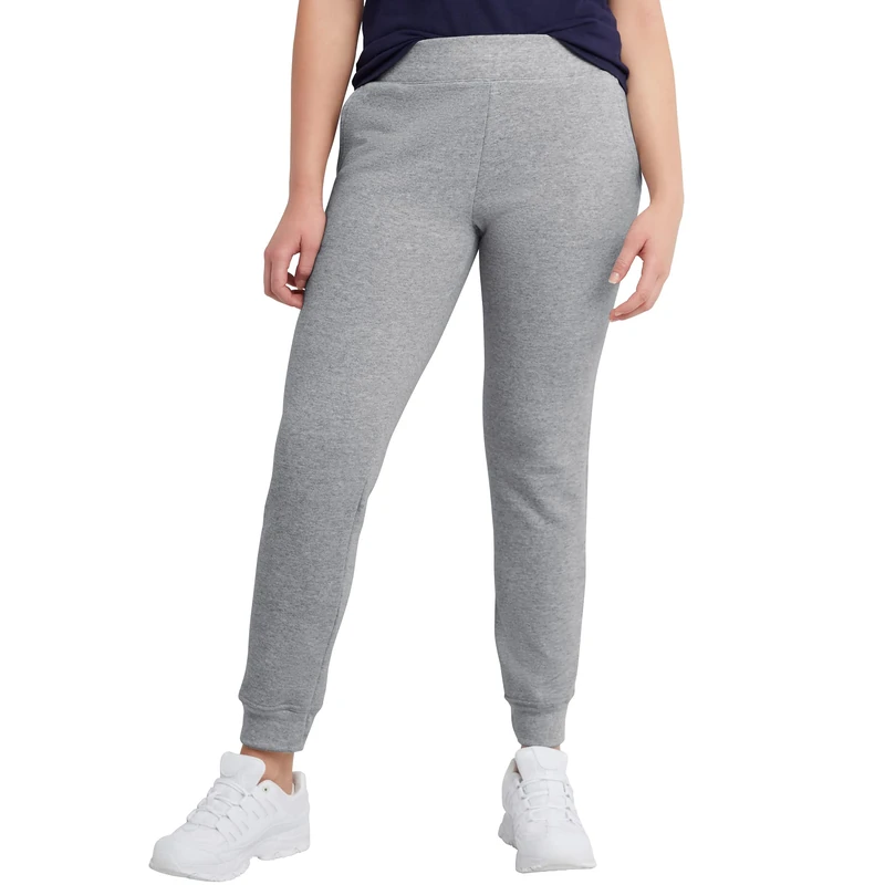 Hanes Women's EcoSmart Joggers, Midweight Cotton-Blend Fleece Sweatpants, Light Steel, Large