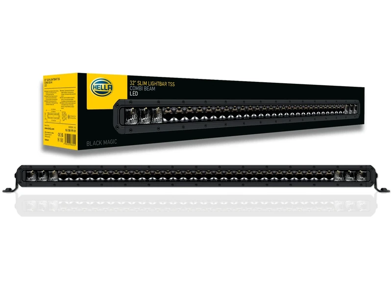 HELLA 1GJ 358 197-311 LED-Worklight - Black Magic Slim Lightbar 32" - 12/24V - Slim - 9000lm - Mounting/Screw Connection - Vertical - Off-Road Lighting - Cable: 2000mm - Plug: Open Cable Ends