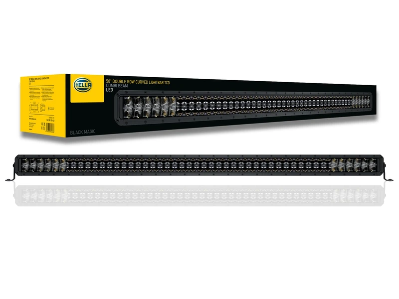 HELLA 1GJ 358 197-631 LED-Worklight - Black Magic Tough Lightbar 50" - 12/24V - double row/curved - 19600lm - mounting/Screw Connection - Vertical - Off-road Lighting - Cable: 2000mm