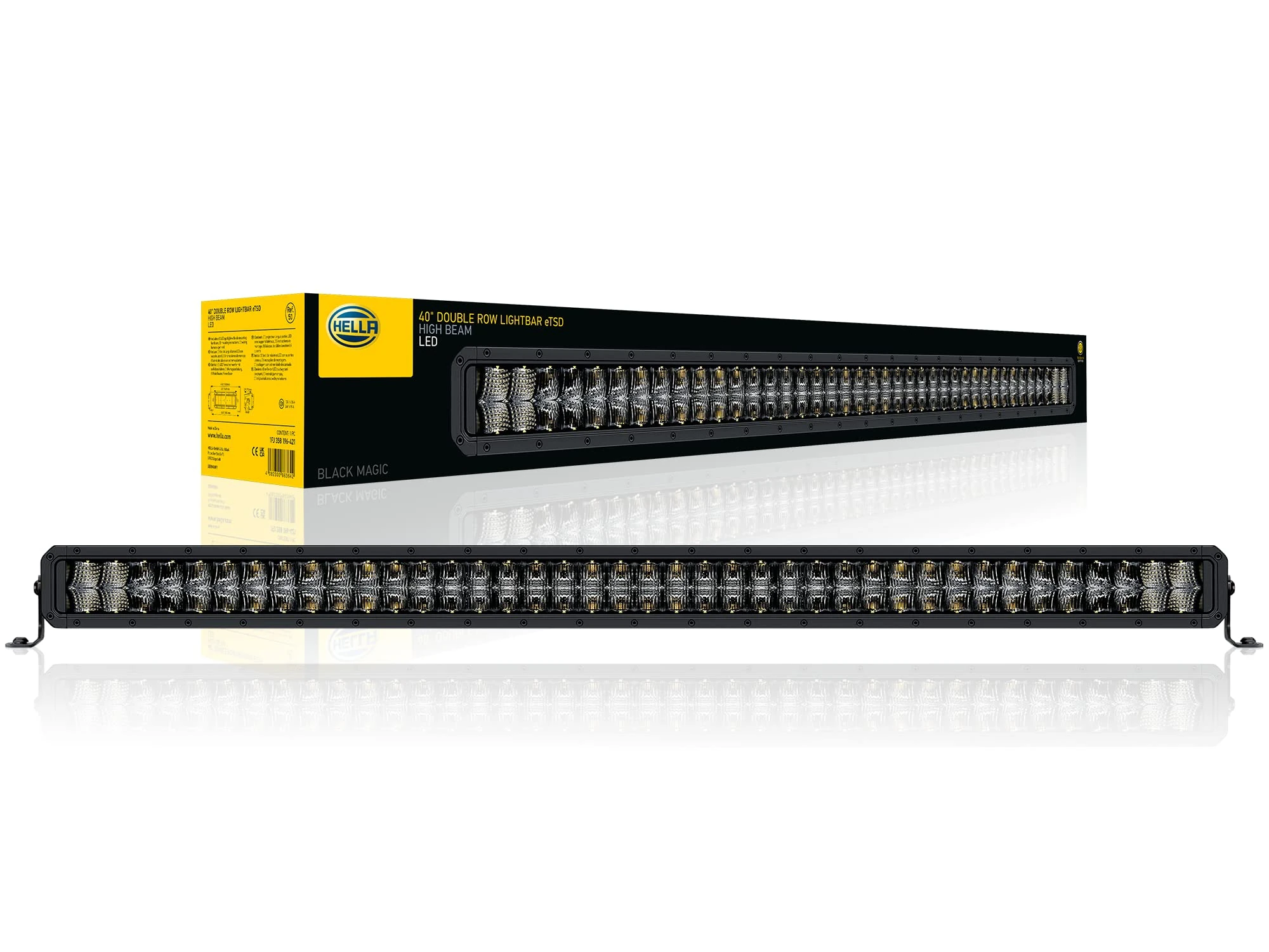 HELLA 1FJ 358 196-421 LED-Spotlight - Black Magic Double Row Lightbar 40" - 12/24V - 9720lm - Dual Version - Reference Number: 50 - Mounting/Screw Connection - ECE - Cable: 2000mm - Front