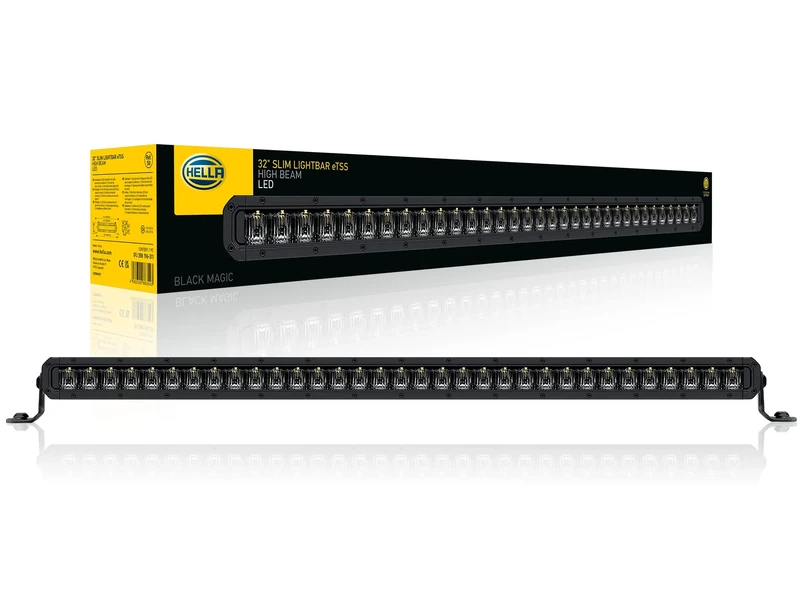HELLA 1FJ 358 196-311 LED-Spotlight - Black Magic Slim Lightbar 32" - 12/24V - 5410lm - Slim - Reference Number: 50 - Mounting/Screw Connection - ECE - Cable: 2000mm - Front