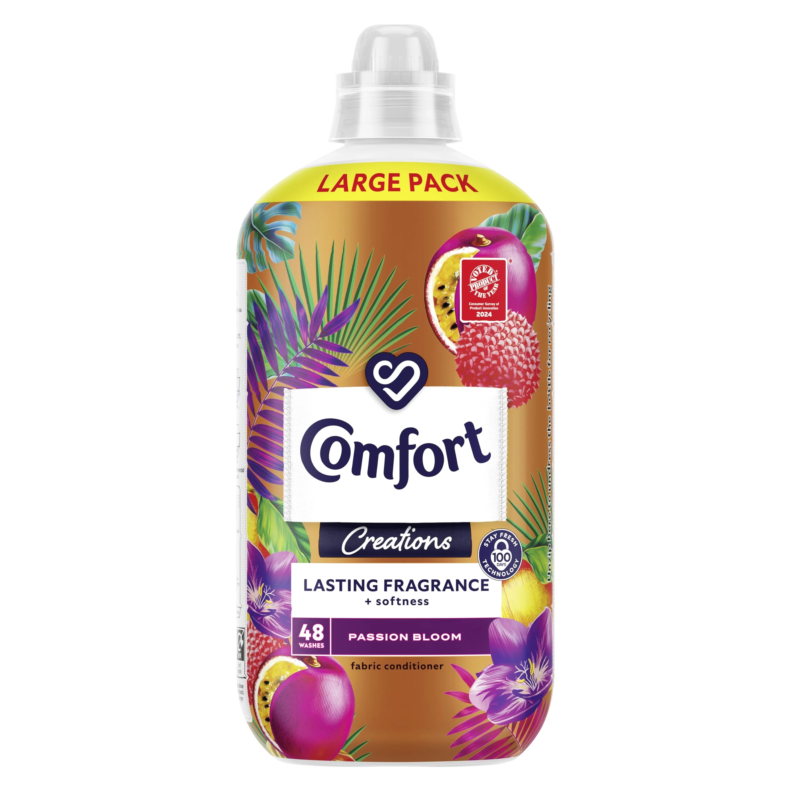 Comfort Perfume Creations Passion Bloom Fabric Conditioner with Motion-Activated Fragrance Technology 100 Days of Freshness 48 washes (1.44 L)