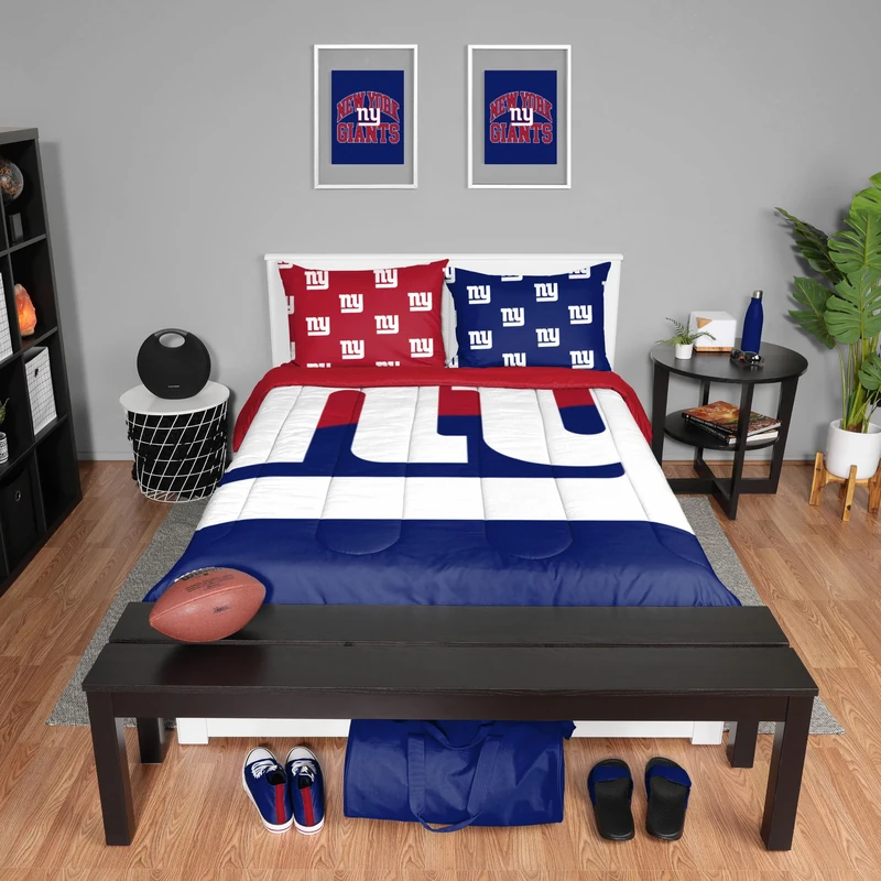FOCO New York Giants NFL Team Color Bed in a Bag Comforter Bedding 3 Piece Full Set