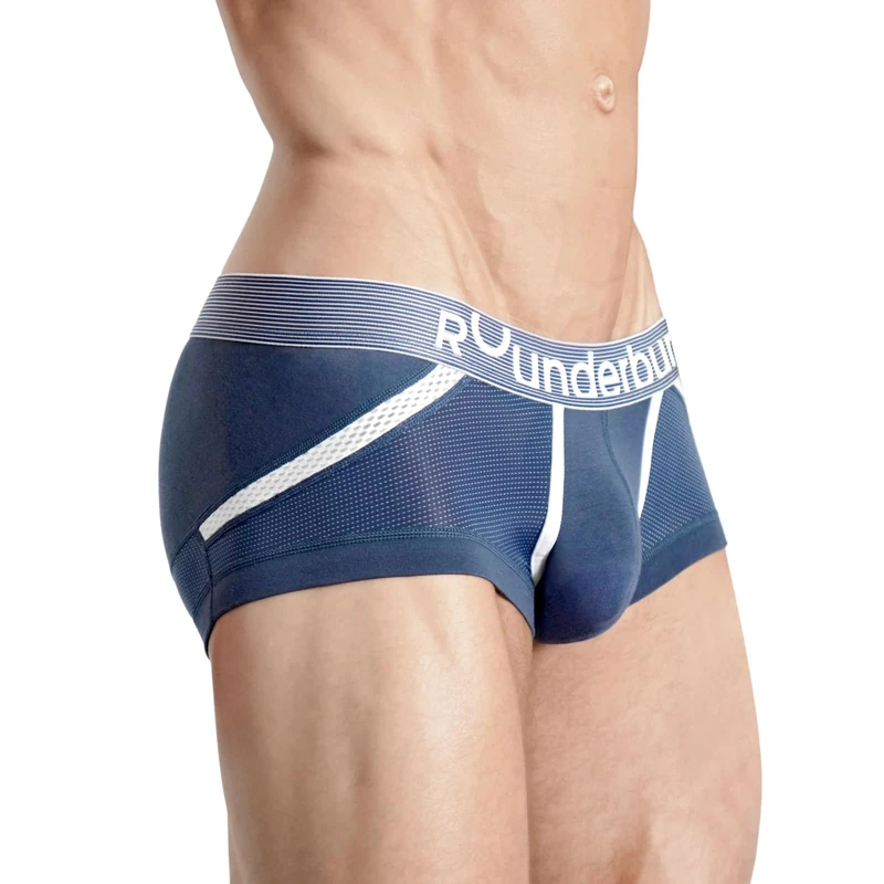 Rounderbum | Mens Underwear | Boxers for Men - Mini Trunk | Anatomic Tech - Shapewear Comfortable Underwear Cotton Underwear, Navy Anatomic Mini Trunk, S