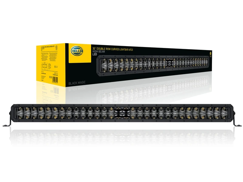 HELLA 1FJ 358 196-611 LED-High Beam Headlight - Black Magic Tough Lightbar 30" - 12/24V - 7900lm - double row/curved - Reference number: 40 - ECE - Crystal clear - Cable: 2000mm - Front