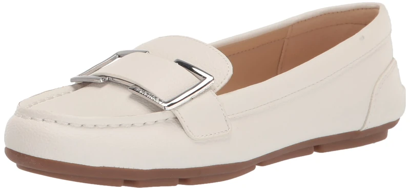 Calvin Klein Women's Lydia Loafer Flat, White 140, 4 UK
