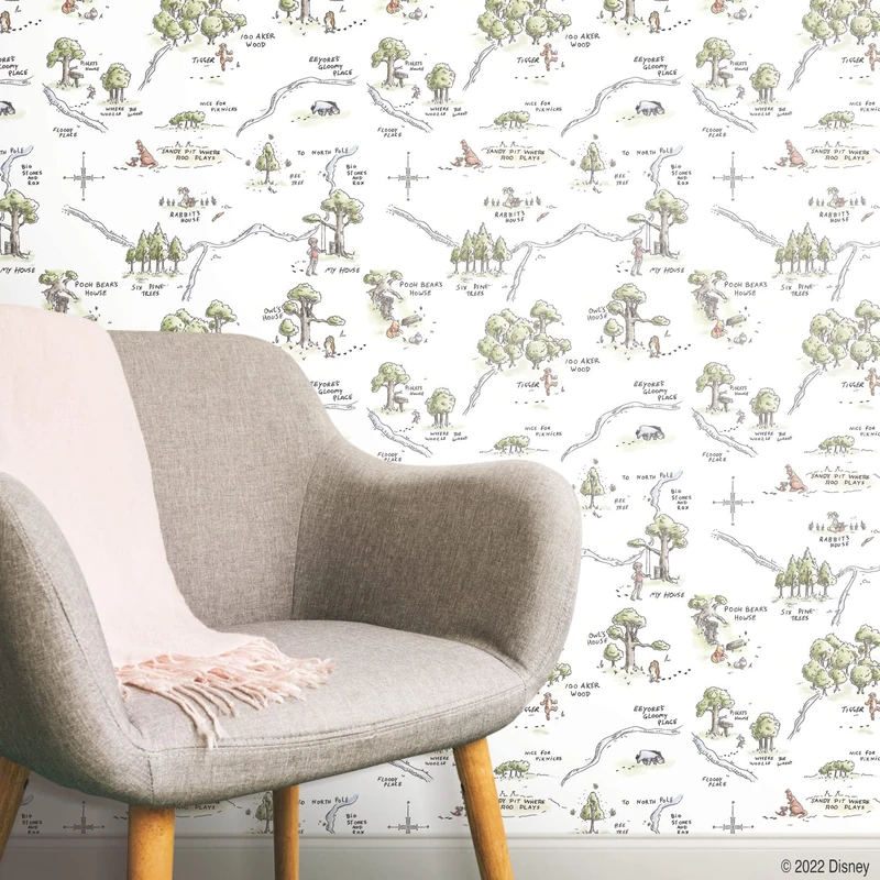 RoomMates Winnie The Pooh 100 Acre Card Adhesive Wallpaper