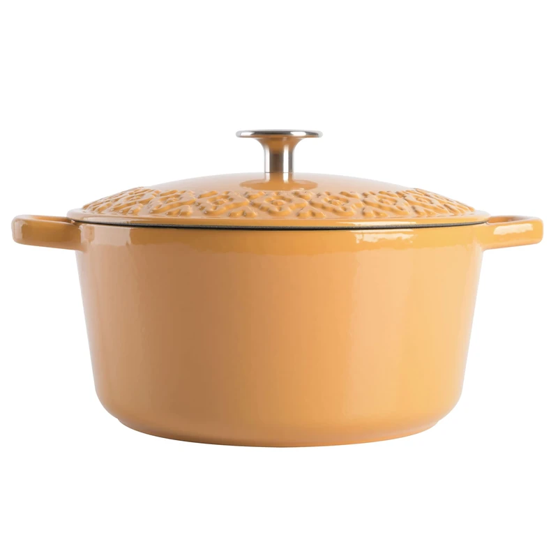 SPICE BY TIA MOWRY 3.5 QT Enameled Cast Iron Dutch Oven W/Embossed Lid - Honey Gold (87075.02R)
