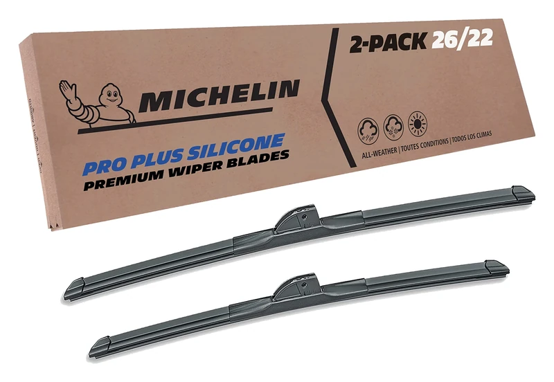 Michelin 40-2622SPBA Pro Plus Silicone Twin Pack 26 & 22 inch Wiper Blade Fits Select Honda, Toyota, Ford, Lexus, Mercedes-Benz, Volkswagen, Ram, Porsche, Acura, Model Years (2 Pack)