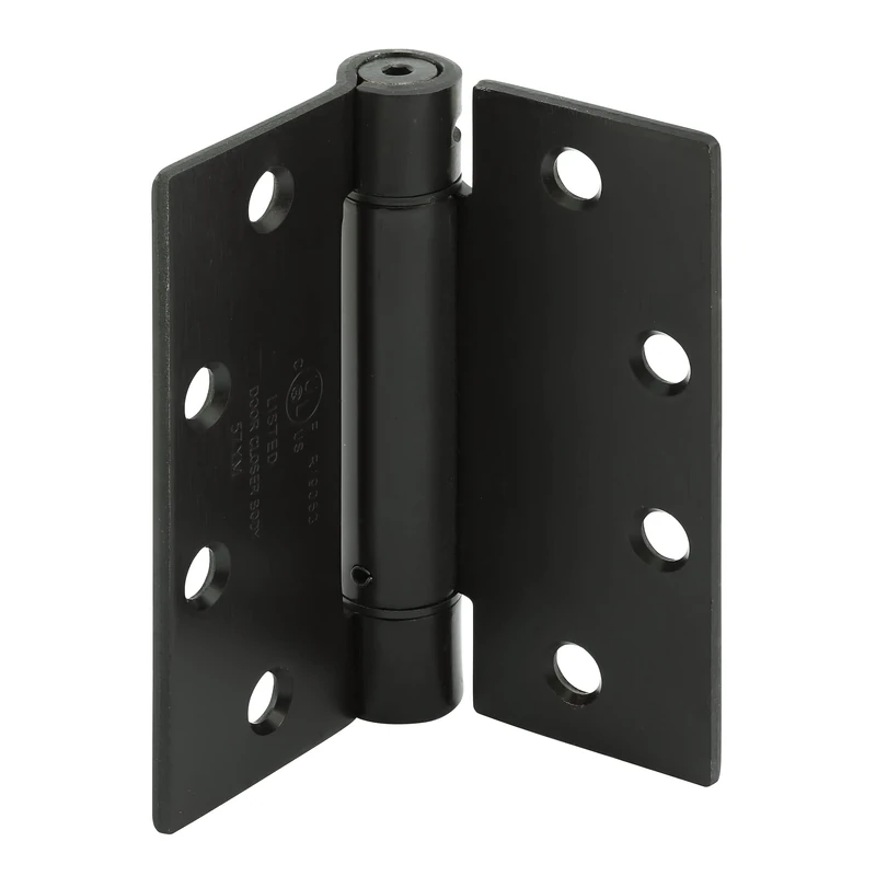 Prime-Line Products U 1158483 Door Hinge Commercial UL Adjustable Self-Closing Spring Hinge, 4-1/2 in. x 4-1/2 in. with Square Corners, 4 Hole per Leaf with Screw, Matte Black, 134 in. Ga. (3 Pack)