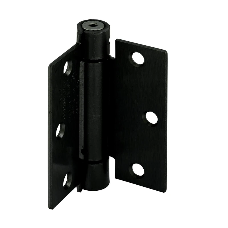 Prime-Line Products U 1158283 Door Hinge Commercial UL Adjustable Self-Closing Spring Hinge, 3-1/2 x 3-1/2 in. with Square Corners, 3 Holes per Leaf with Screws, Matte Black, .106 in. Ga. (3 Pack)