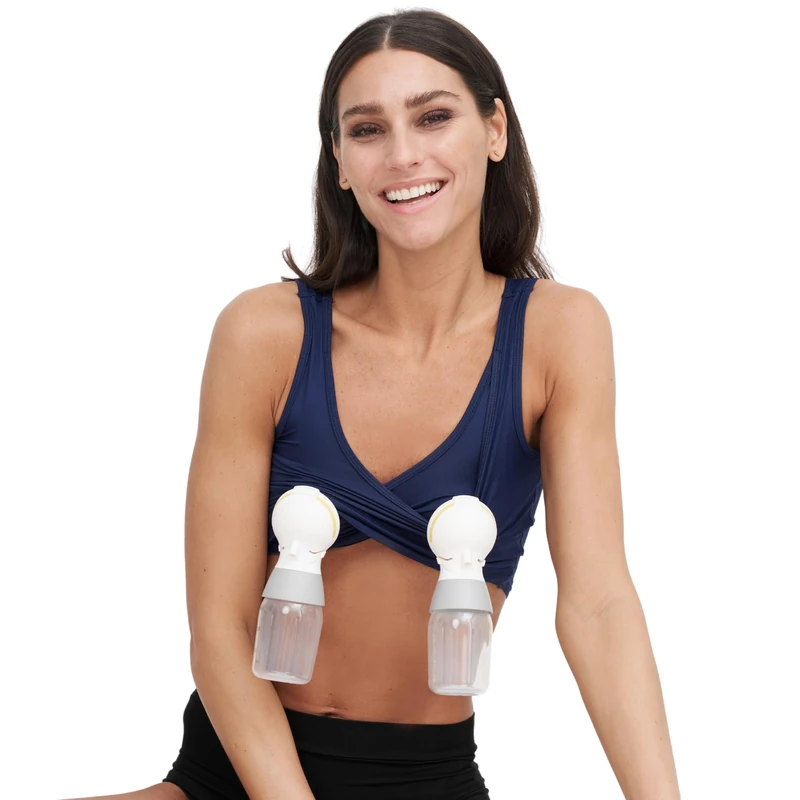 Larken Hands Free Pumping Bra for Breastfeeding | Breast Pump - Maternity Bras for Pregnancy, Pumping & Nursing Bra in One, Marine, M - Image 1