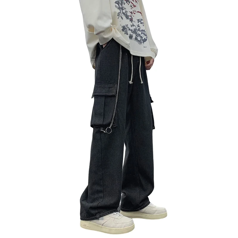 Skateboard Frog Men Jeans Baggy Straight Relaxed Cargo Work Pants with Pockets - Image 1