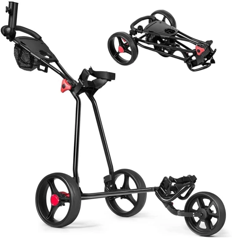 GYMAX Golf Trolley, Folding 3 Wheel Golf Push Cart (L x W x H)