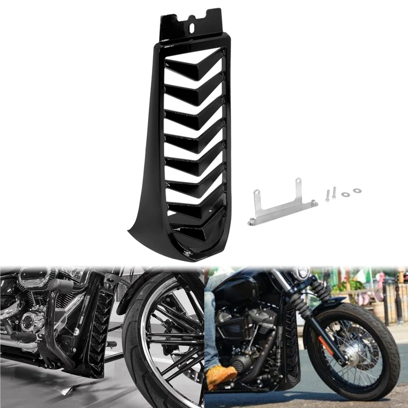 HCmotorku Motorcycle Front Chin Fairing Spoiler Lower Radiator Cover Fit for Harley Softail Street Bob Fat Bob Breakout FXBB FXFB FXBR FXBRS 2018-2024 (Gloss Black)