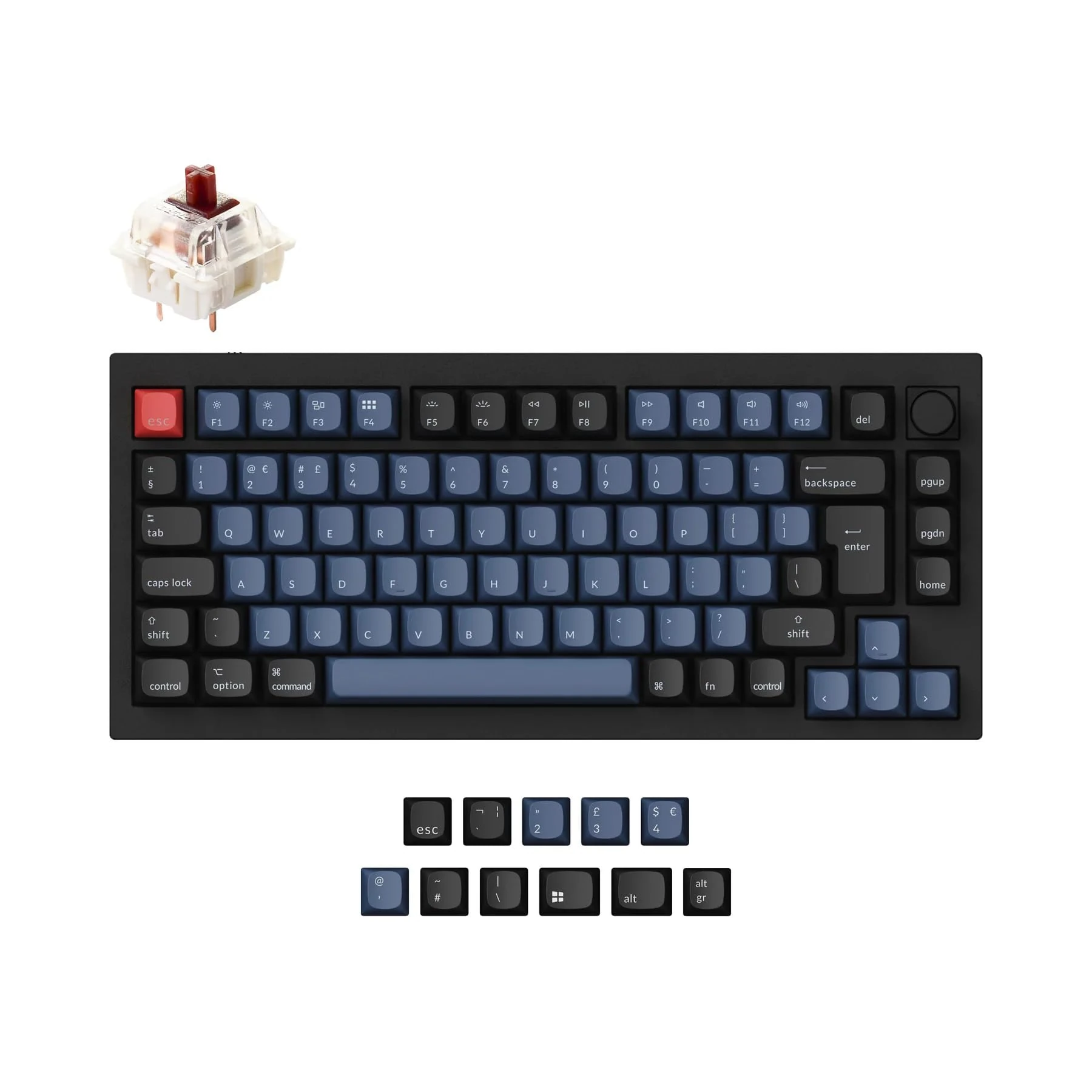 Keychron Q1 ISO-UK-Layout RGB Wired Custom Mechanical Keyboard, QMK/VIA Programmable Macro with Knob 75% Layout Hot-swappable Gateron G Pro Brown Switch for Mac Windows Linux -Version 2