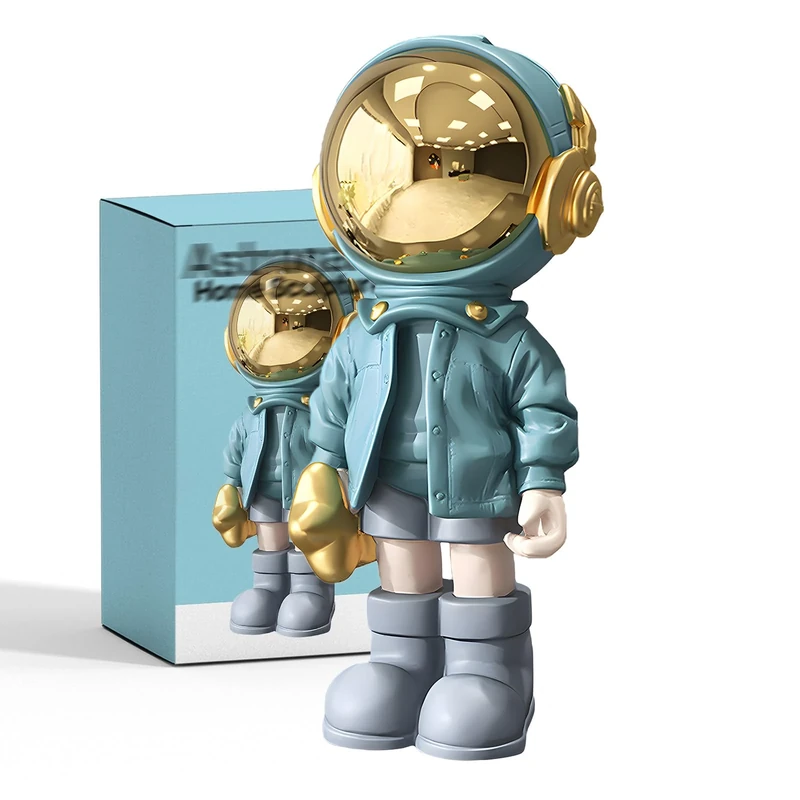 EZ4ENCE Astronaut Statues Spaceman Sculpture Resin Arts Gifts Blue Figurine Ornament Room Decor for Men,Home and Crafts Desktop Accessories Tabletop Decoration, Living Room, Office, Bookshelf