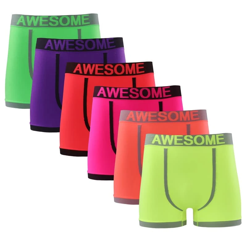 COSHAL® 3 Awesome Seamless Fit Boxer Shorts Men's Neon Soft Boxers Everyday Wear Briefs Sports Comfortable Mens Underwear (Yellow Pink Green) S