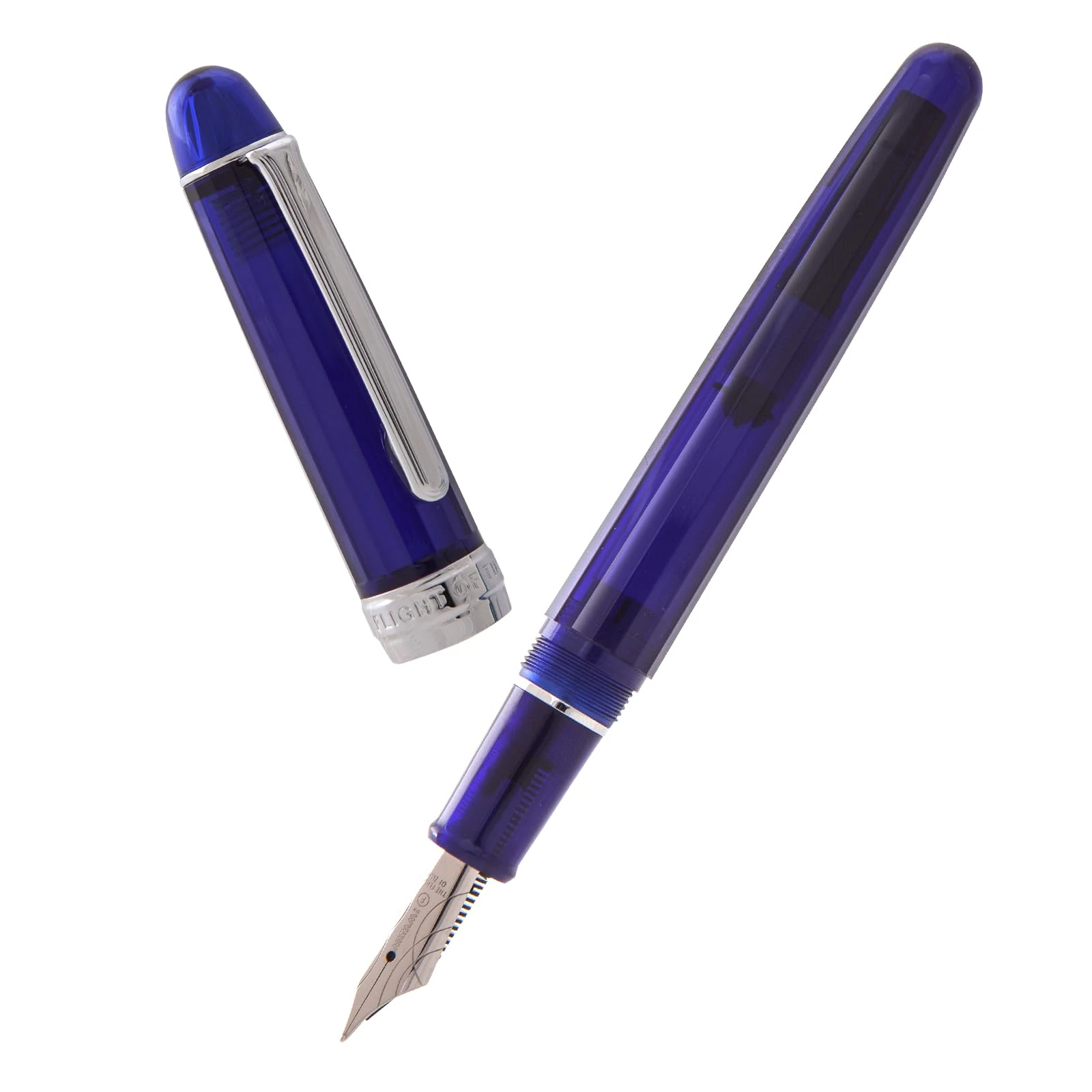 Natami Fountain Pen Fine Nib Transparent Clear Ink Converter Smooth Flow Rose Gold Trim Gift Leather Pouch Platinum Calligraphy (Sapphire Blue)