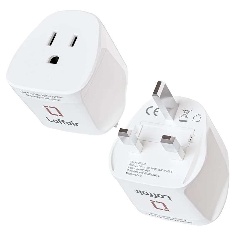 USA to UK Plug Adapter by Laffair (2 Pack) - Essential US/Canada to UK Travel Plug, Versatile Type A Plug Adapter, Perfect for American to UK Connections