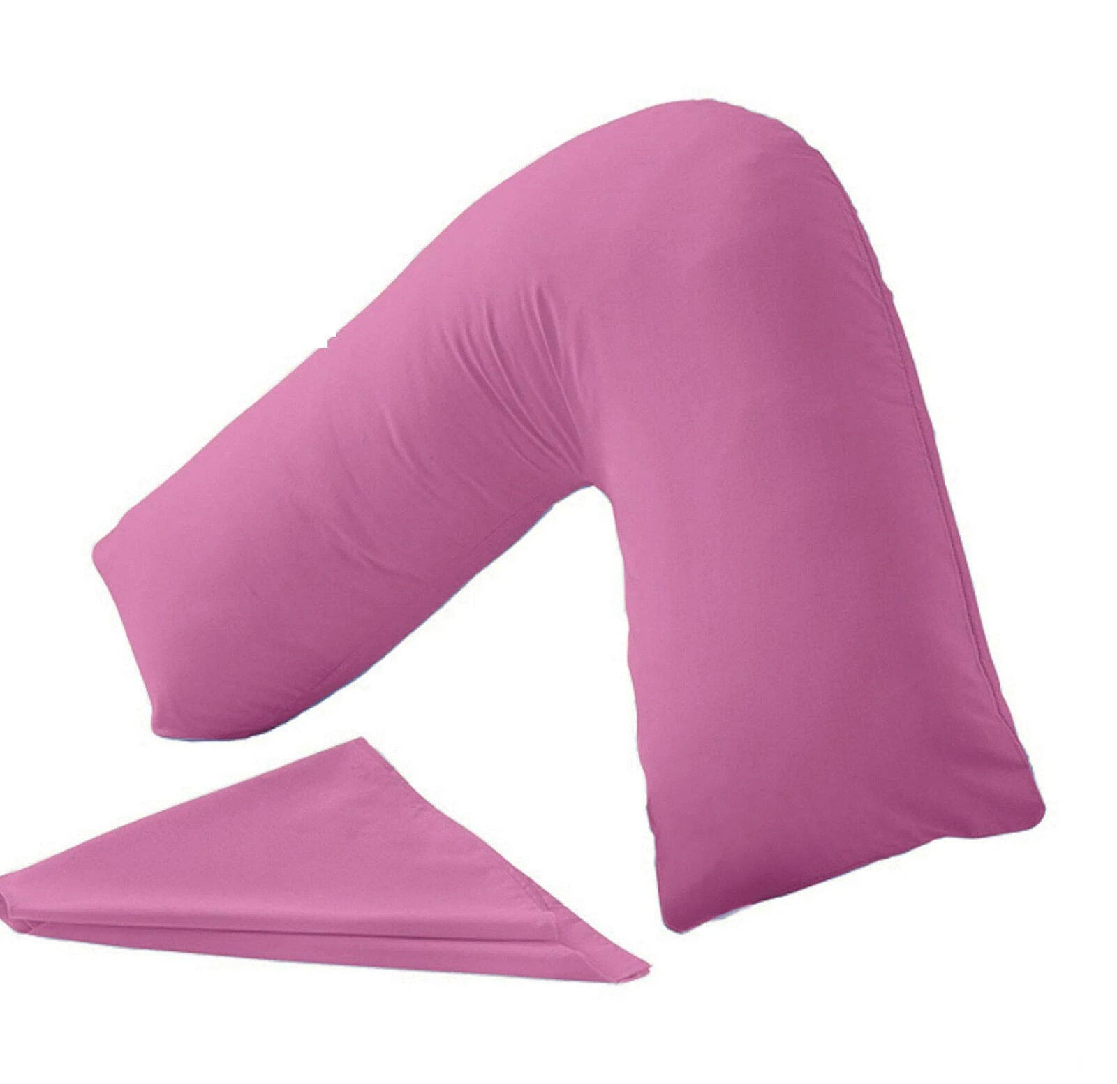 Buzzbuy V shaped pillowcase cover, 100% Poly-cotton Back & Neck Support Orthopaedic Pregnancy/Nursing V Pillowcase cover only (FUCHSIA)