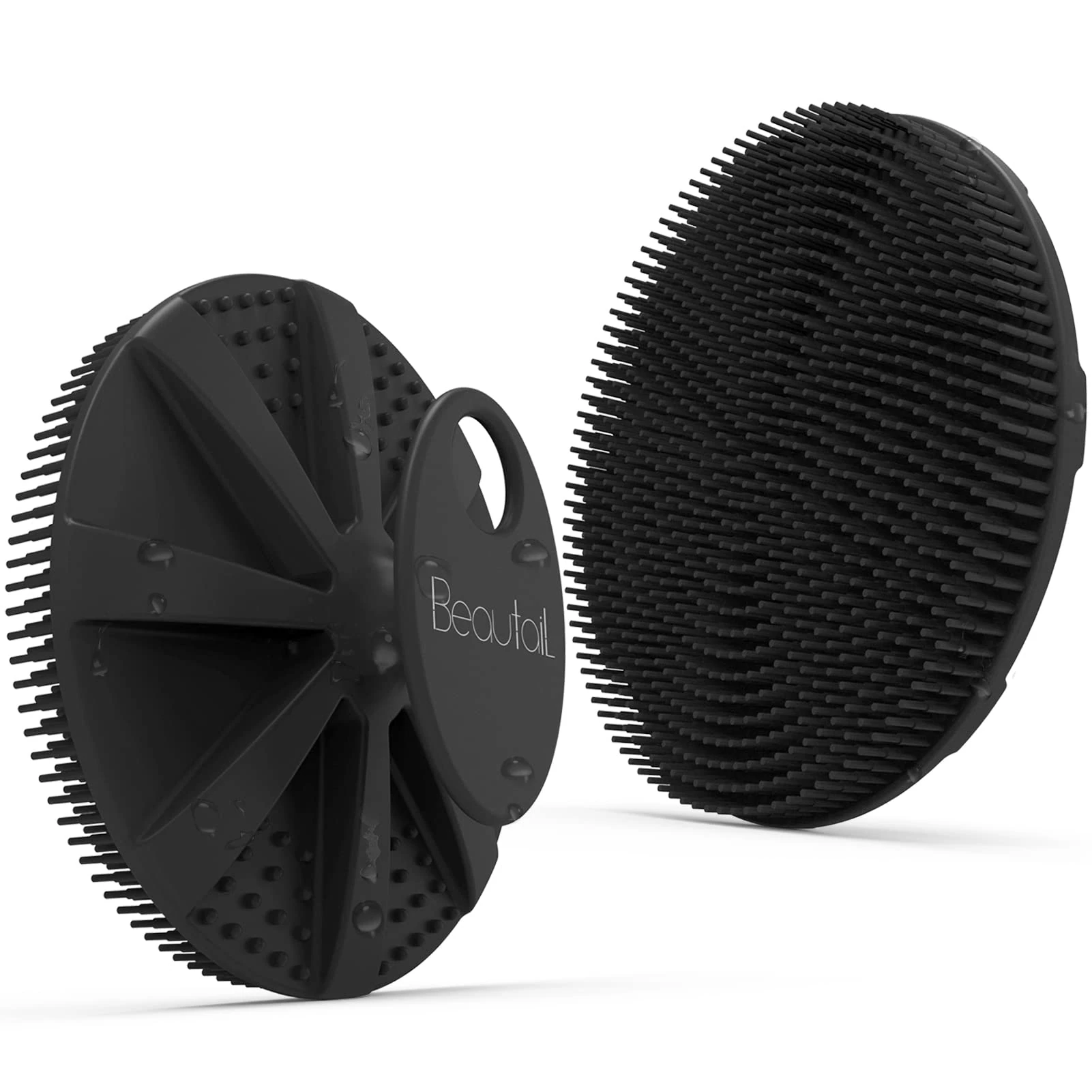 Silicone Body Scrubber, BEAUTAIL Shower Bath Scrubber, More Hygienic Than Traditional Loofah, Lather Nicely, Long Lasting, Gentle Exfoliating Brush for Women Men Baby Sensitive Skin, 1 Pack, Black