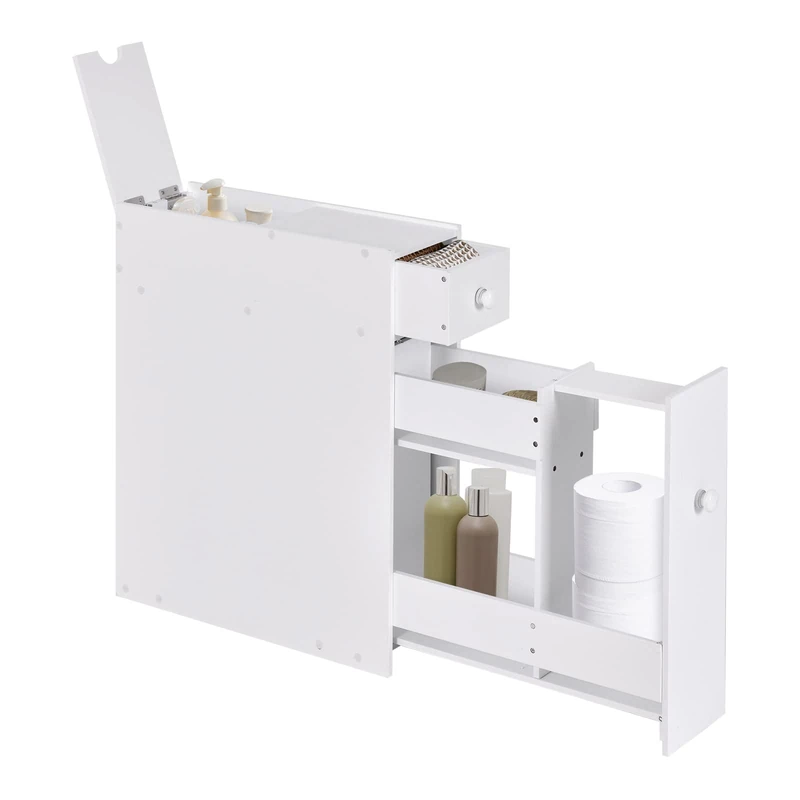 COSTWAY Side Cabinet, White, 16 x 48 x 58 cm - Image 1