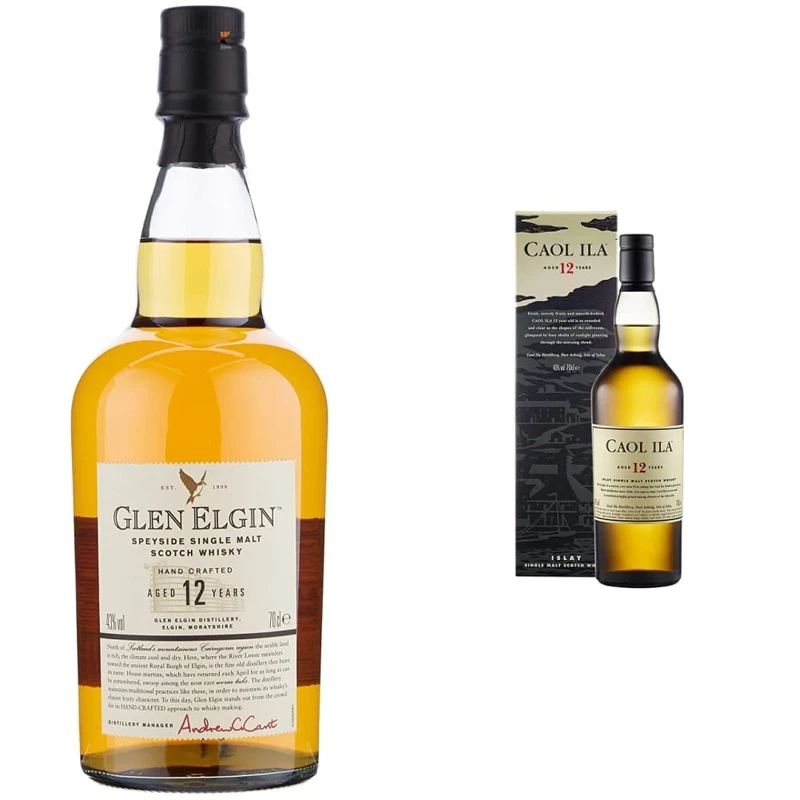 Glen Elgin 12 Year Old Single Malt Scotch Whisky 70 cl & Caol Ila 12 Years Old Single Malt Scotch 70cl