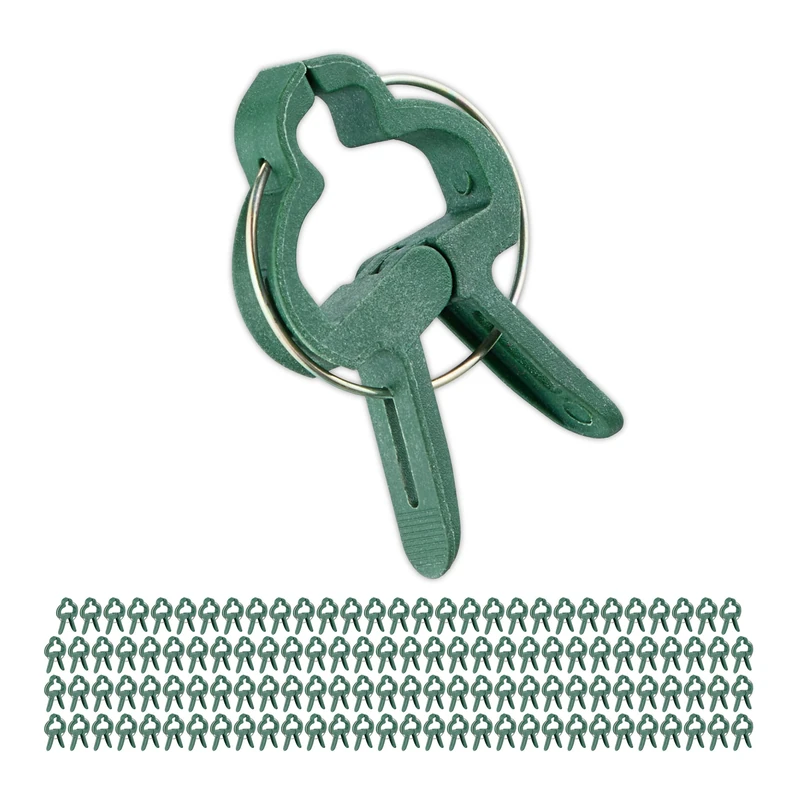 Relaxdays Plant Clips 120-Piece Set - Small 3 x 4 cm Green