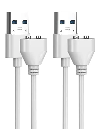 Mellbree Magnetic USB DC Charger Cable for Wireless Massager 2Pack, 2PIN Replacement Charging Cord 6mm