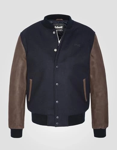 Schott NYC Men's Lcusa Jacket, Navy/Brown, M