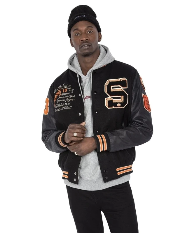 Schott NYC Men's Lcteddybd Jacket, Black/Black, S