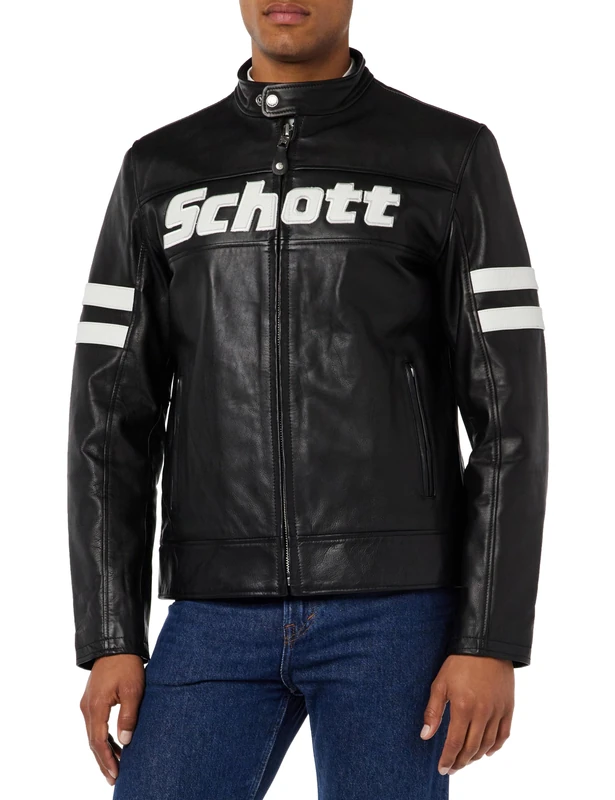Schott NYC Lcmotorvint Men's Leather Jacket, Black, XXL