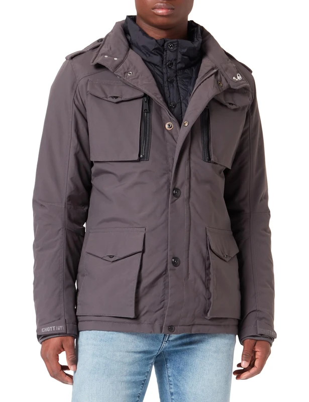 Schott NYC Men's Field Parka, Charcoal, M