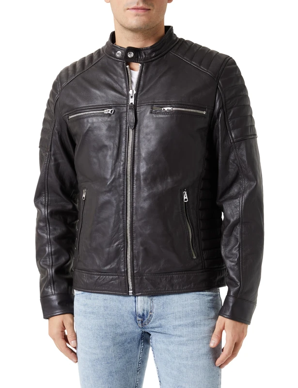 Schott NYC Men's Lcrock Leather Jacket - Brown, Size M