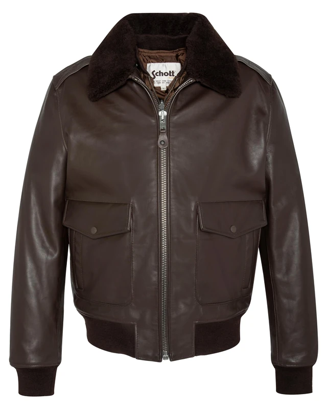 Schott NYC Men's leather jacket, Brown, XL